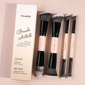 Maange 4-Piece Makeup Brush Set, Multifunctional Makeup Brush, Foundation Brush, Blush Brush, Loose Powder Brush, Eyeshadow Brush, Concealer Brush, Metal Frame