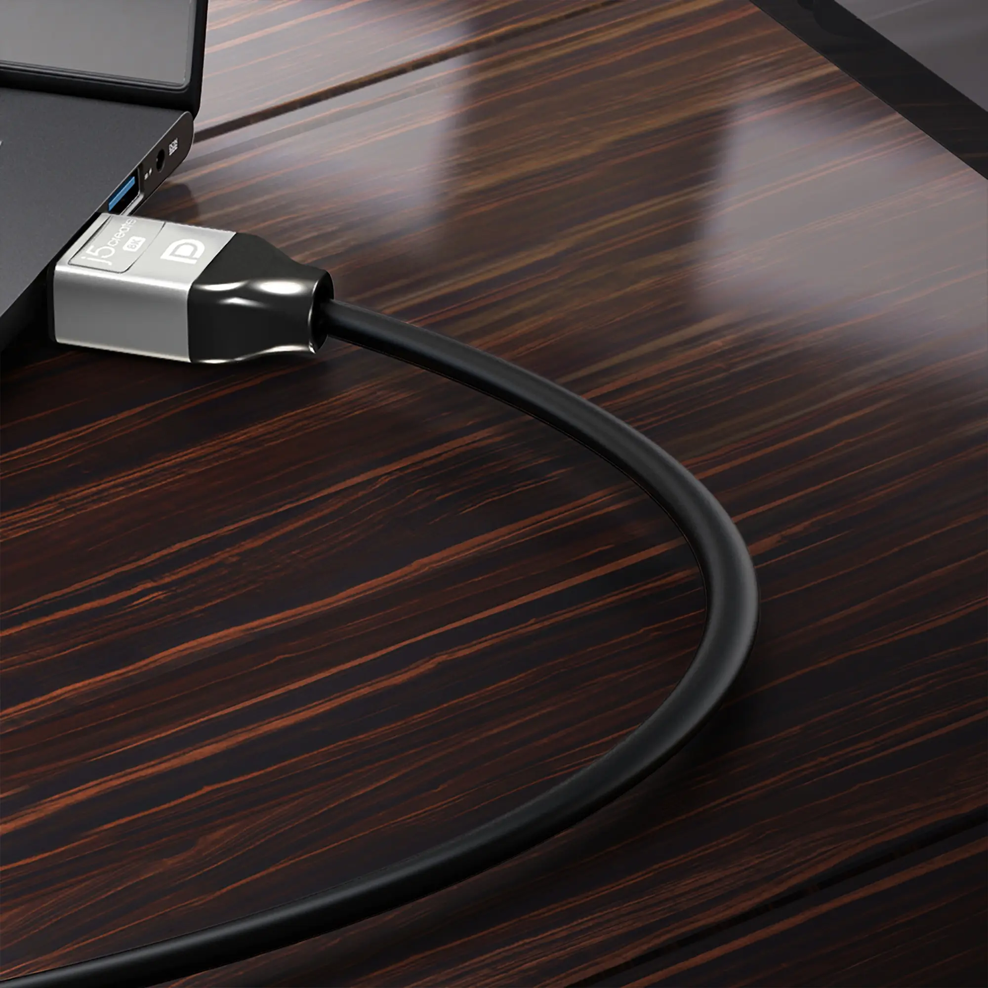 j5create, 8K @ 60 Hz / 4K @ 120 Hz, 32.4Gbps DisplayPort Cable for TVs, laptops, monitors, graphic cards, 6.6 ft, JDC43