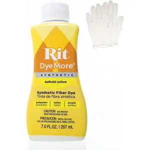 Rit DyeMore 7 Oz. Synthetic Liquid Fiber Dye Single Pack with Plastic Gloves for Clothing, Decor, and s  Daffodil Yellow