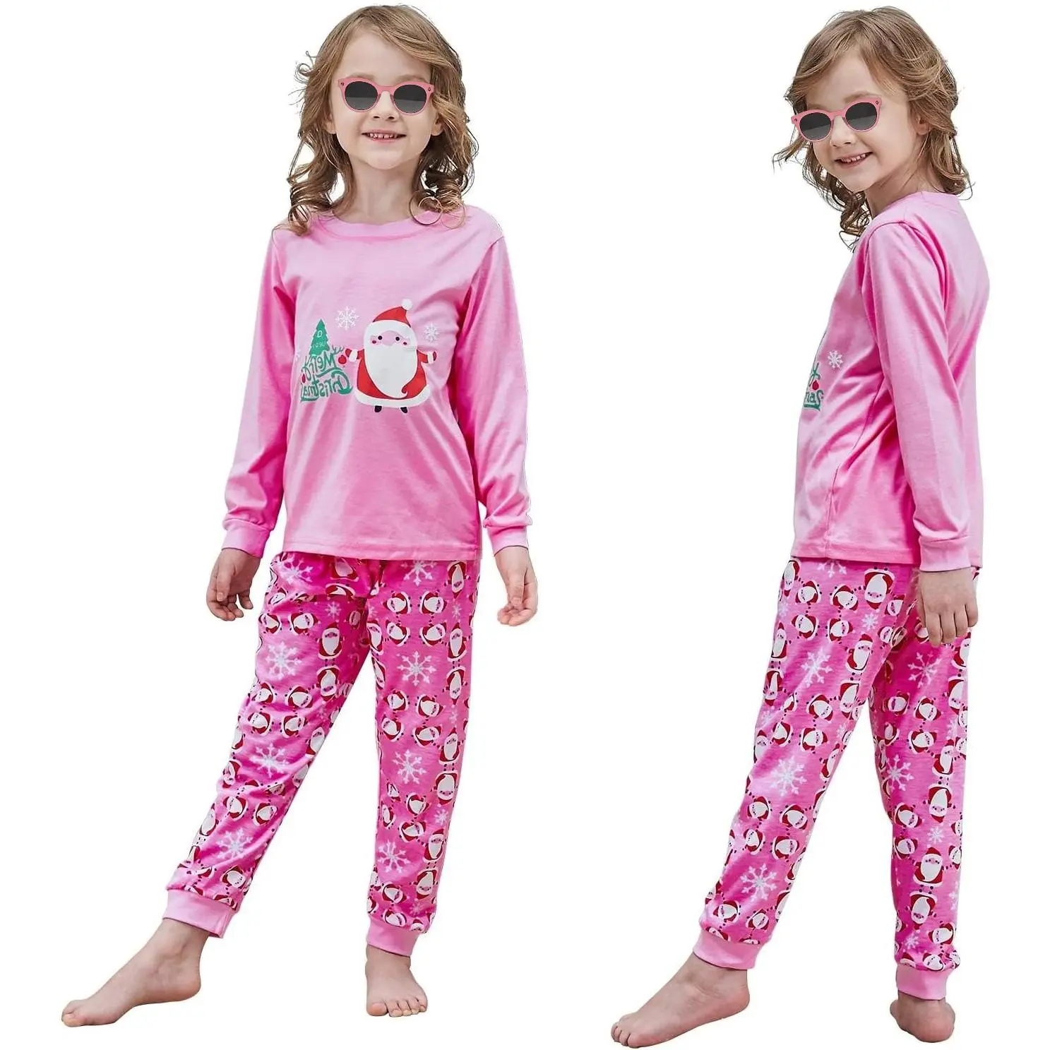 BSB-X   Christmas Pajamas for Kids Girls Holiday Long Sleeve Sleepwear Santa Cotton Pajamas Sets for 2-12T Boys/Toddler Pjs