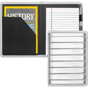 Mini Padfolio Portfolio Binder 5 x 8 Legal Writing Pad A5 Document Organizer Folder for Men Women Silver