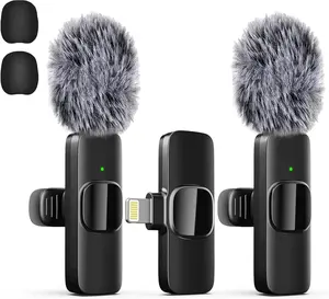 Professional Wireless Lavalier Microphone for iPhone & iPad, Dual Lapel Mic 2-Pack (Lightning Port), Plug & Play Noise-Cancelling Mic for Video Recording, Vlogging, Interviews & Livestreaming