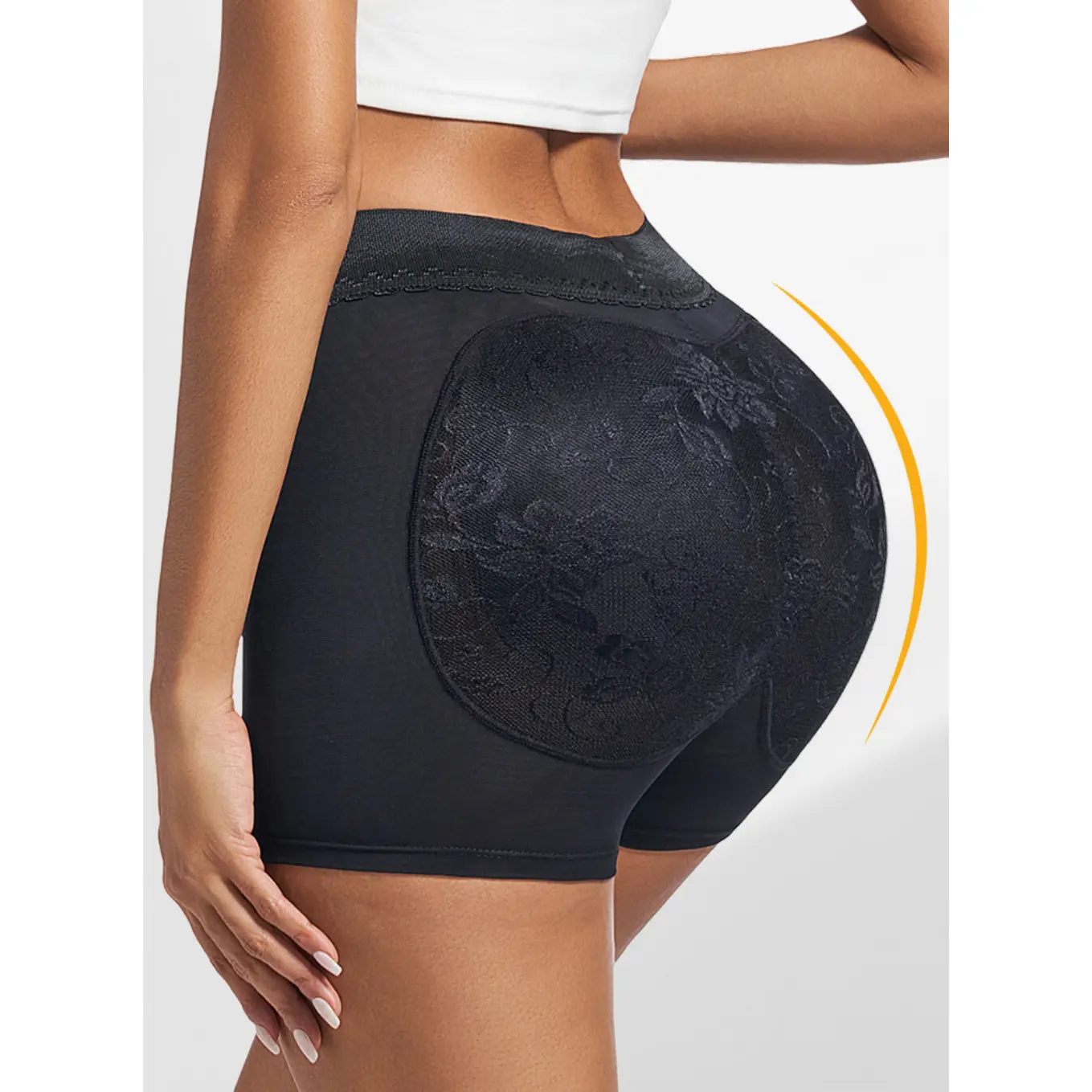 Women's Print Boyshort Shapewear with Lace Trim, Mid Waist Body Contouring Compression for Tummy Control and Padded Butt Lifter, Tummy Tuck Shaper, Boyshorts