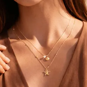 18K Gold Plated Waterproof Stainless Steel Chain Necklace - 7810