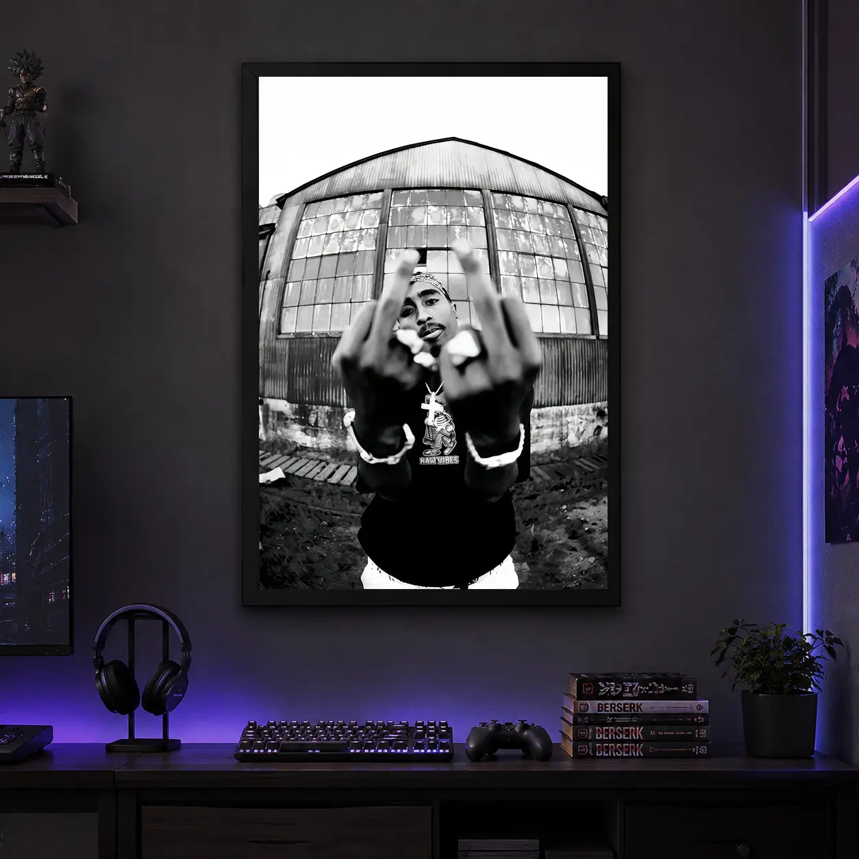 Poster Music Poster Wall Art Rapper Tupac Shakur 2Pac Art , Room Decor, Home Decor, Art Poster Decoration Ornaments Figure Print Pocket Artistic,Canvas Poster Wall Decor, Room Decorations, Funky Home Decor,anime wall art,bedroom canvas poster