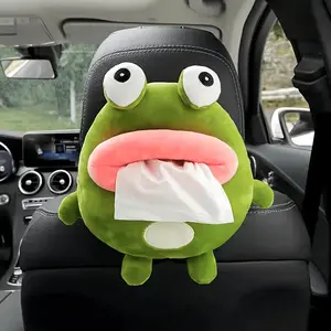 Plush Car Tissue Box Cartoon Animal Design, Universal Auto Tissue Holder for Women Car Accessories, Soft Fluffy Car Home Decor