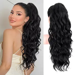 Iridescent 26" Claw Clip Ponytail Extension Wavy Ponytails Hair Extensions Jaw Clip on Pony Tails Synthetic Hairpiece for Women
