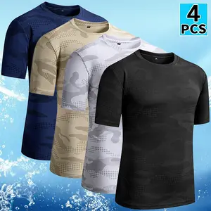 Men's 4-Pack Dot Camo Quick Dry T-Shirts | Y2K Streetwear Gym Tops