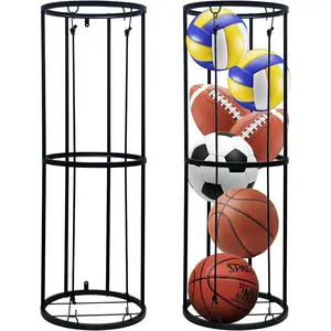 Garage Ball Storage Rack, Wall-Mounted Vertical Ball Holder for Soccer Volleyball Football Basketball, Space-Saving Sports Ball Storage Organizer for Garage, Home