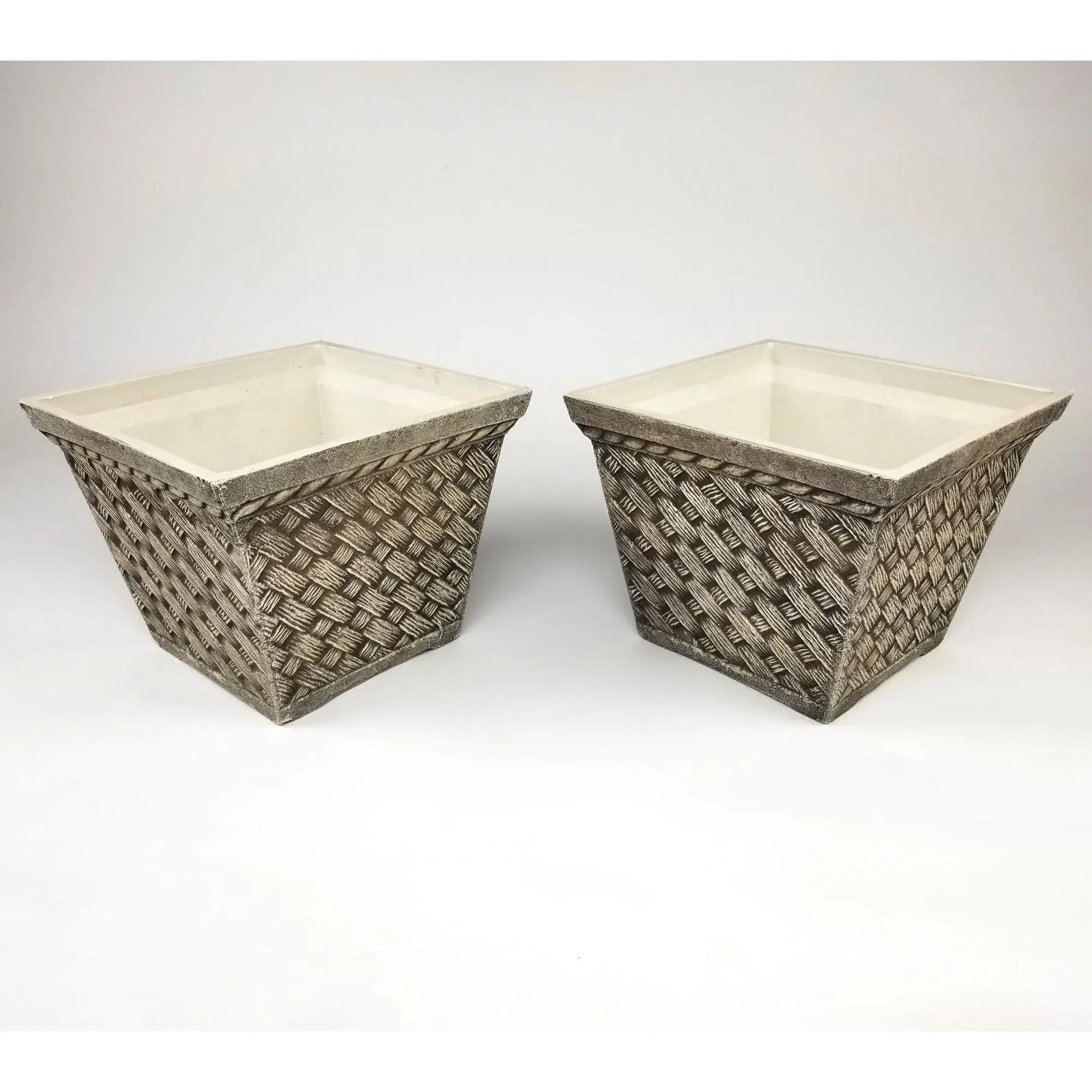 Square Planter, Set of 2 Medium Washed Sandstone Square Planter, Set of 2 Medium Washed Sandstone