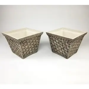Square Planter, Set of 2 Medium Washed Sandstone