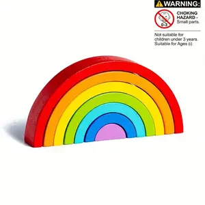 Wooden Rainbow Building Blocks Toy, Block Set, Educational Stacking Game for Kids, Cognitive Development, Fun Learning Activity, Stacker