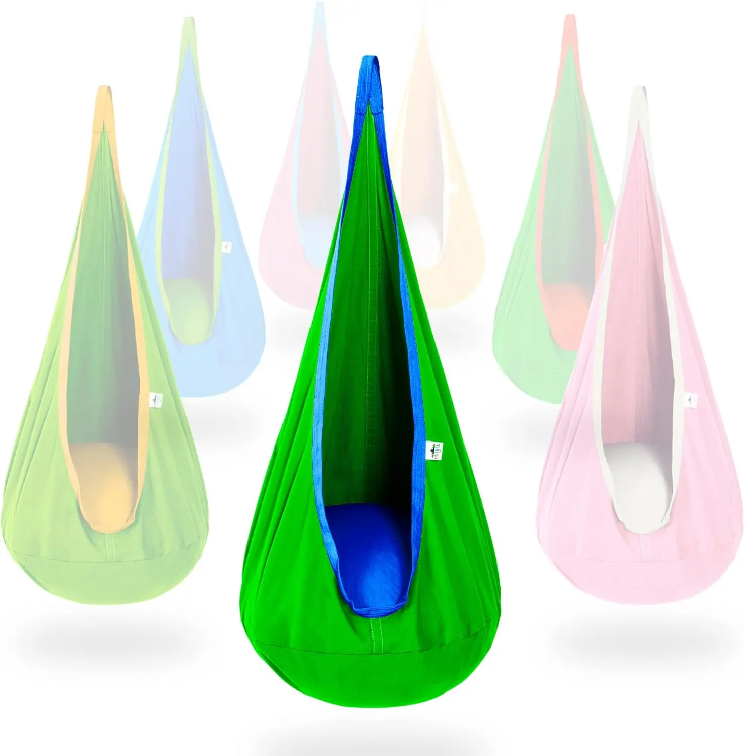Pod Swing for Kids, Sensory Indoor Hanging Hammock Chair with Inflatable Pillow Sensory Cocoon Pod Swing Seat for Kids with Pocket for Indoor and Outdoor