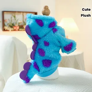 Dinosaur Themed Pet Sweater for Small Dogs - All-Season Knit Fabric Coat with Press Button Closure, Polyester, Cute Plush Warmth for Mini Breeds like Bichon Frise, Pomeranian, and Teddy Dogs