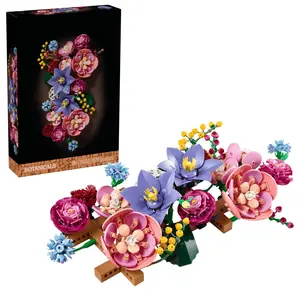 879PCS Colorful Flower Wall Building Set, Forever Floral Art Hanging Blocks Kit, Adjustable DIY Botanical Wall Decor Model, Perfect Gift for Home Decoration Lovers & Adults