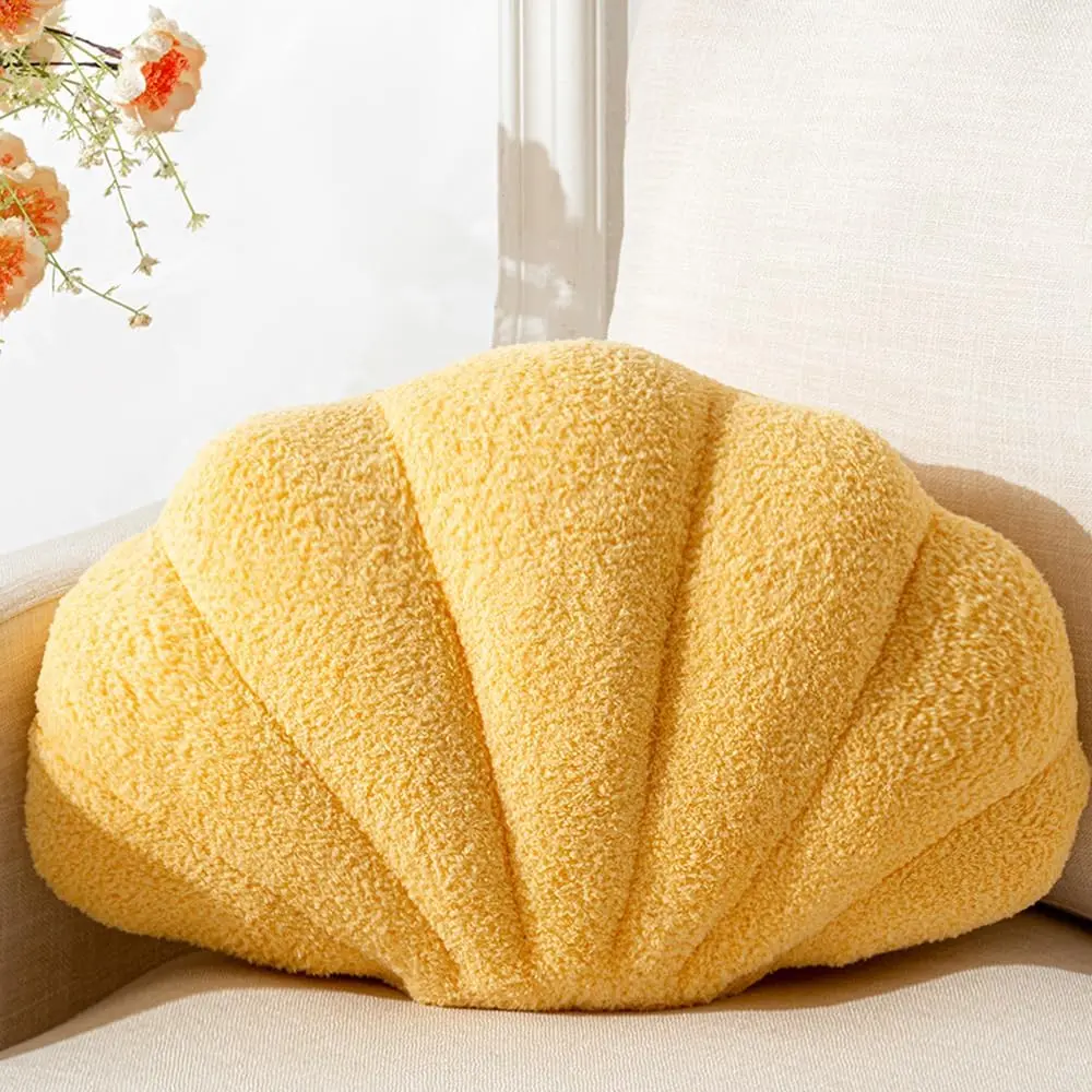 Seashell Throw Pillows Shell Shaped Pillow Yellow Sea Shell Pillows for Bed Seashell Decorative Pillow Soft Plush Pillow Sea Couch Decoration(13 X 10 inch)