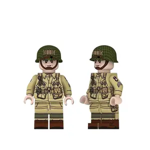 SantiBricks WW2 Brick American 101st Airborne Paratrooper Soldier Toy Collectible Figurine - Set of 1 - Perfect Gifts, Decor, Collectible