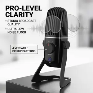 XTUGA USB Audio Microphone with Plug, Stand & Quick Mute for PC Gaming, Computer/Laptop Recording, Podcasting & Streaming (Black) Digital Mixer Kit