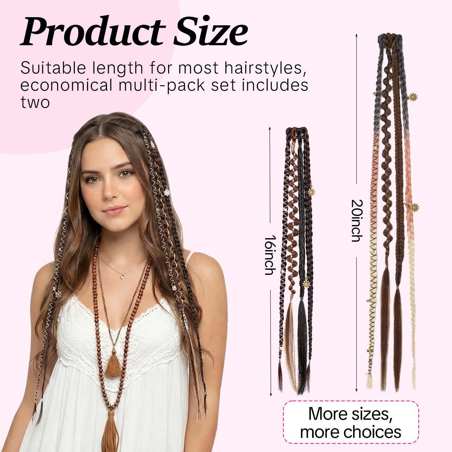 Boho Dreadlock Clip in Hair Extensions with Beads and Charms, 16" 20" Synthetic Braided Hairpieces for Women Cosplay Daily, Dark Chocolate Brown Mixed Copper Boho Dreadlock Clip in Hair Extensions with Beads and Charms, 16" 20" Synthetic Braided Hairpieces for Women Cosplay Daily, Dark Chocolate Brown Mixed Copper