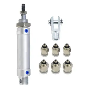 Pneumatic Cylinder 16mm Bore 25mm Stroke Double Action Single Rod Mini Air Cylinder with Y Connector and 2Pcs Pneumatic Quick Fitting (MAL16x25)