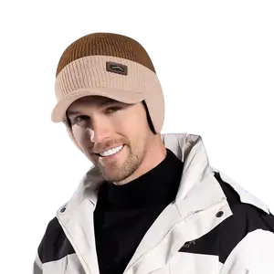 Dual-Tone Knit Baseball Cap - Outdoor Activities | Fashionable Dad Hat with Ear Protection | Perfect for Couples Hats for Men Warm Beanie Hat Adaptable Beanie