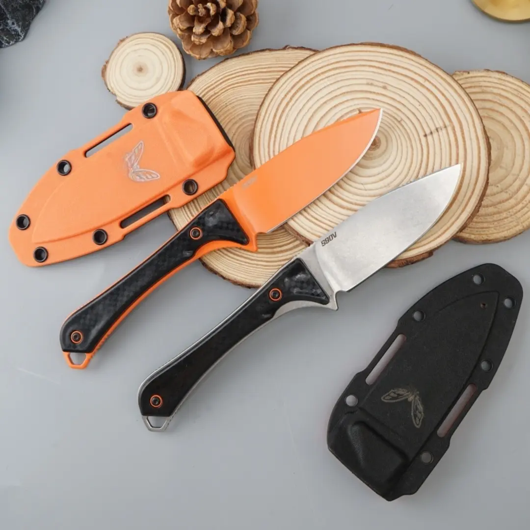 Bm15201 Outdoor Straight Knife, High Hardness Wilderness Survival Edc Tool, Includes Sheath, Camping Gear, Fruit Knife, Men's Gift folding damascus steel mens holiday olbers ab Portable Multi-Purpose Pocket with Slingshot Attachment