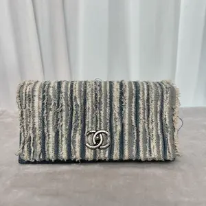 Pre-owned CHANEL Denim Blue Leather Chain Strap Crossbody Bag|20836869