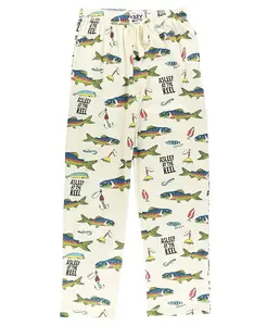 Funny Fishing Pajama Pants for Men – Men’s Lounge Sleep Pants, Asleep at the Reel Fish Print Pajama Bottoms