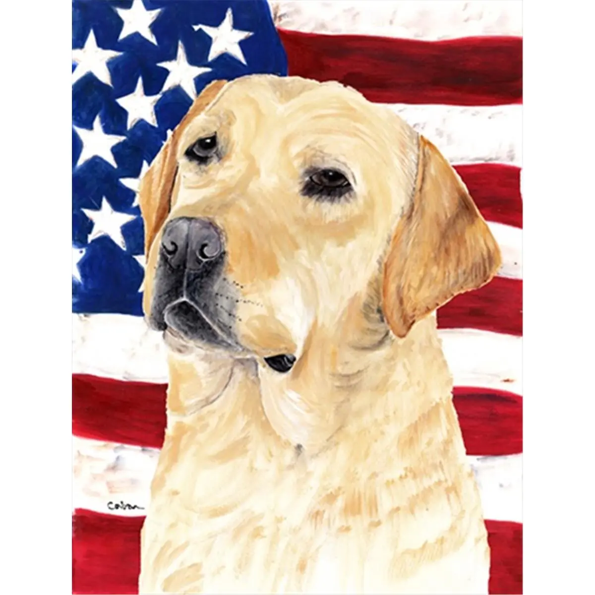 28 x 40 in. Usa American Flag With Labrador Flag Canvas House Size