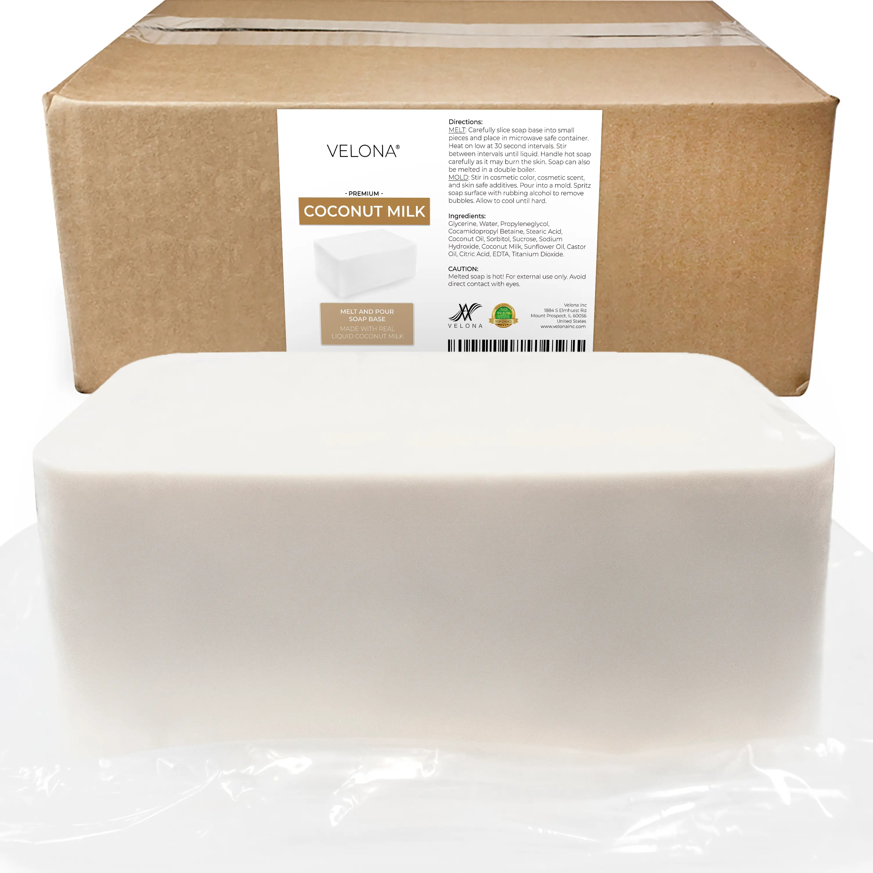 velona 25 LB - Coconut Milk Glycerin Soap Base SLS/SLES Free | Melt and Pour | Natural Bar for The Best Result for Soap Making