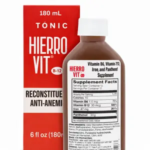 Hierro Vit B12 Reconstituted Antianemia Supplement 180 ml - Iron, B6 & B12 for Daily Energy Support & Anemia Correcting, Dietary Healthcare Milk Vitamin