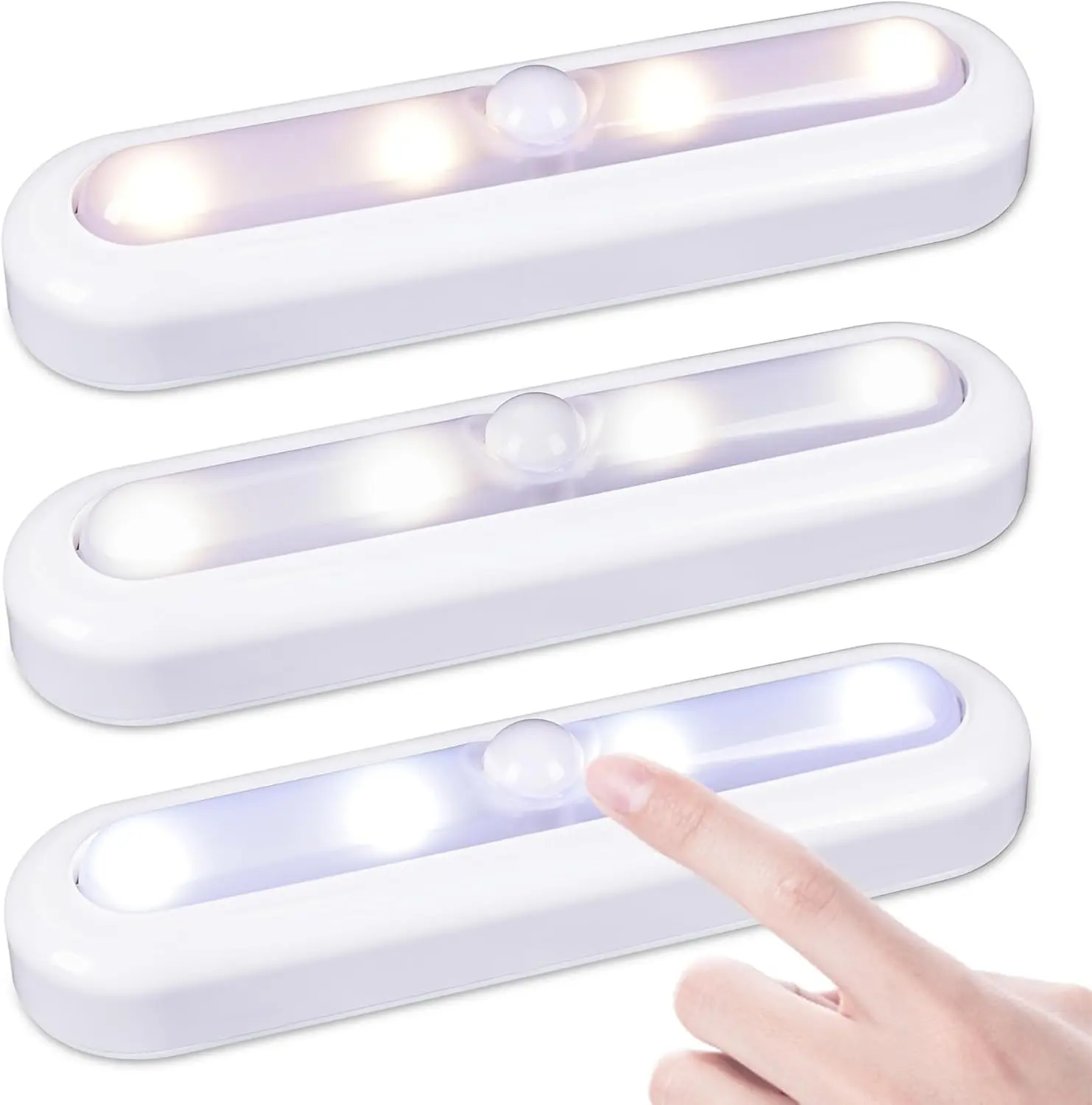 3 Pack 7" Dimmable Push Tap Lights, Stick on LED Touch Lights AAA Battery Operated for Kitchen, Closet, Under Cabinet, 3 Color Modes