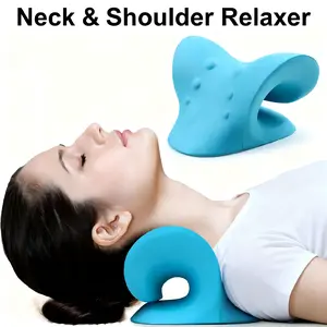 Neck Stretcher Pillow & Neck Support Cushion – Neck and Shoulder Relaxer for Daily Comfort Use (Blue)