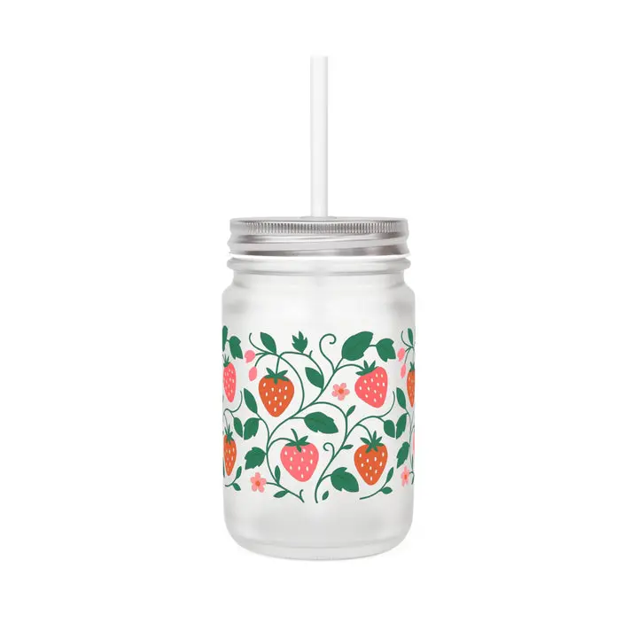 Strawberry vines Mason Jar