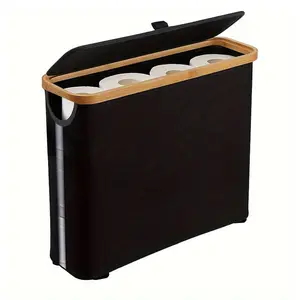 Large-capacity toilet paper storage basket with lid, can store multiple rolls of toilet paper, modern bathroom storage container, stylish multi-functional bathroom organizer, modern multi-functional household container, Bathroom Accessory