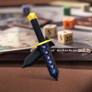 Dragon & Dungeon 3D Printed Large Sword Dice Holder Stand, Trpg Accessories Set, Desktop Role-Playing Game Decorations