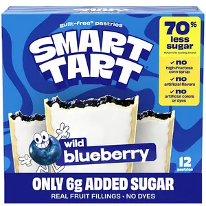 Smart Tart Toaster Pastries Wild Blueberry  Low Sugar Snacks, Healthy Breakfast Pastry, On Go Snack, Real Filling  Only 6g Added Sugar  12 Count