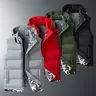 Men's Plus-Size (3XL,4XL) Fleece-Lined Heat Hooded Wind Guard Vest - Menswear, Autumn-Winter Knit, Slim Fit, 1 Size Up Recommendation, Camouflage Patchwork, Street Moto Look, Cold-Day Armor