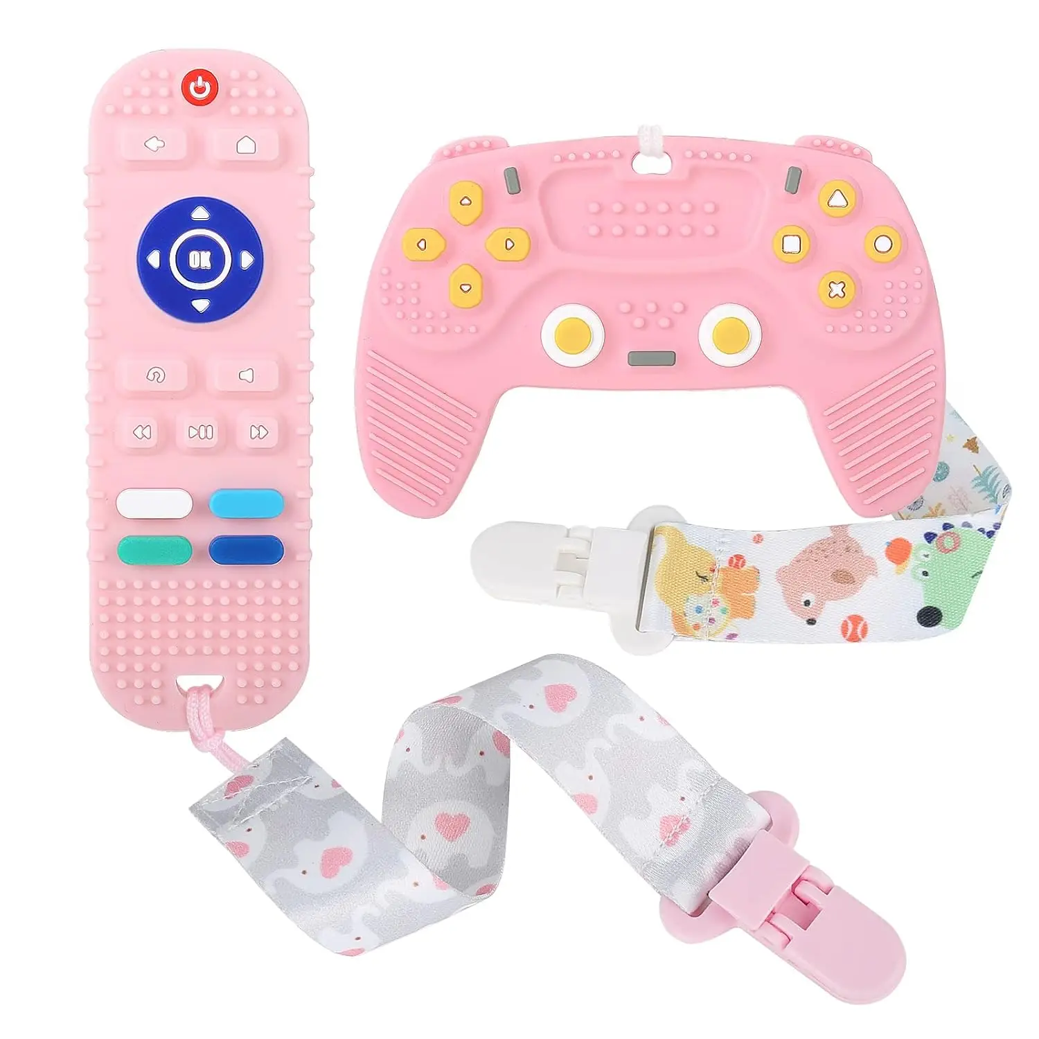 Silicone Teething Toys for Infant Toddler 0-12 Months - Remote and Game Control Teether for Baby Girl Gift