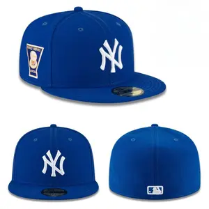 New Era 59FIFTY New York Yankees Fitted Hat – Royal Blue Flat Bill Cap with Classic White NY Logo and World Series Embroidery, Retro MLB Streetwear Style