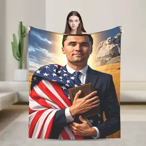 Charlie Kirk Angelic Advocate Blanket  Super Warm Funny Plush Throw Blanket For Boy Girl Living Room Flannel Bedspread Bed Cover, Valentine's Day Gift, Gift for Him & Her