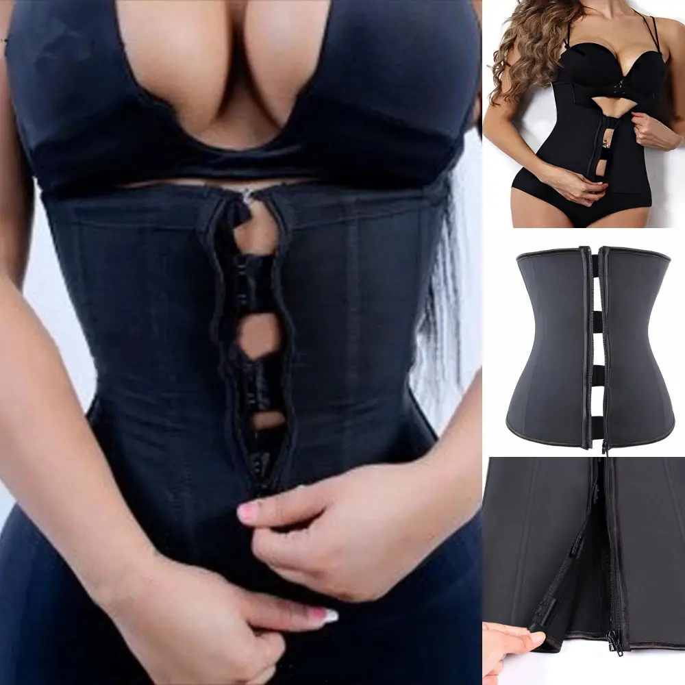 Women's Fitted Latex Core Underbust Waist Trainer Corset - Cute Preppy Hawaiian Retro Yoga Cotton Activewear with Adjustable Zipper, Spandex, Corset Back, Flexible Tummy Control Sport Girdle for Gym, Wedding (No Excessive Bulk)