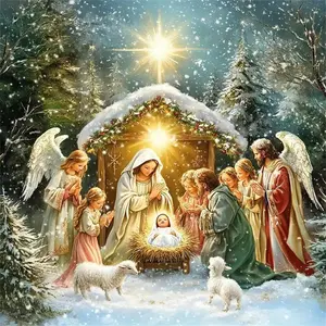 Diamond Embroidery Religion Mosaic DIY Winter Diamond Painting Jesus Picture Rhinestone Angel Portrait Wall Decor