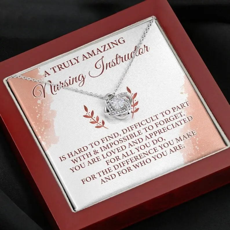 A Truly Amazing Nursing Instructor, Gift For Nursing Instructor, Nursing Instructor Appreciation Gift, Nursing Instructor Thank You Necklace Gold Statement Chain
