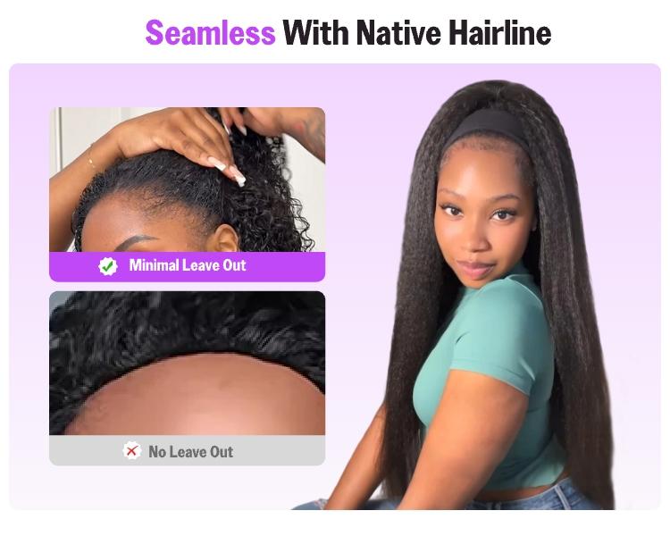 [3 IN 1 HALF WIG] Megalook Affordable Seamless Kinky Curly Half Wig Glueless Human Hair Wigs Flip Over Wig Beginner Friendly Easy Wear Go Quick Weave Hair