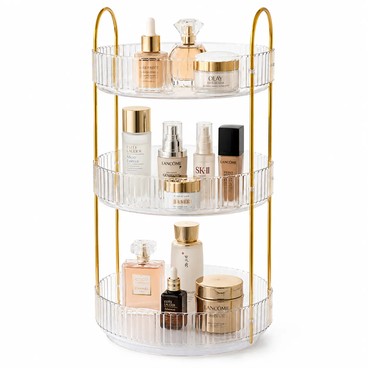 360° Rotating Makeup Organizer, Clear 3 Tier Acrylic Makeup Storage for Perfume, Skincare, Lipstick and Brushes, Large Capacity Vanity Counter Organizer for Bathroom or Dresser, Gift for Girlfriend, Mom and Women