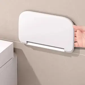 1/3 Piece No-Drill Wall-Mounted Folding Storage Rack - White Plastic Space-Saving Organizer for Bathroom, Kitchen, Bedroom & Office - Compact 68.58cm Shelf with Multiple Compartments, Hanging Shelves for Bathroom, Shelves