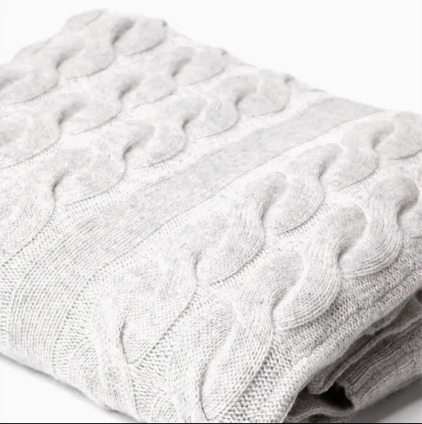 Karen Thomas 100% Cashmere Cable Knit Throw Blanket