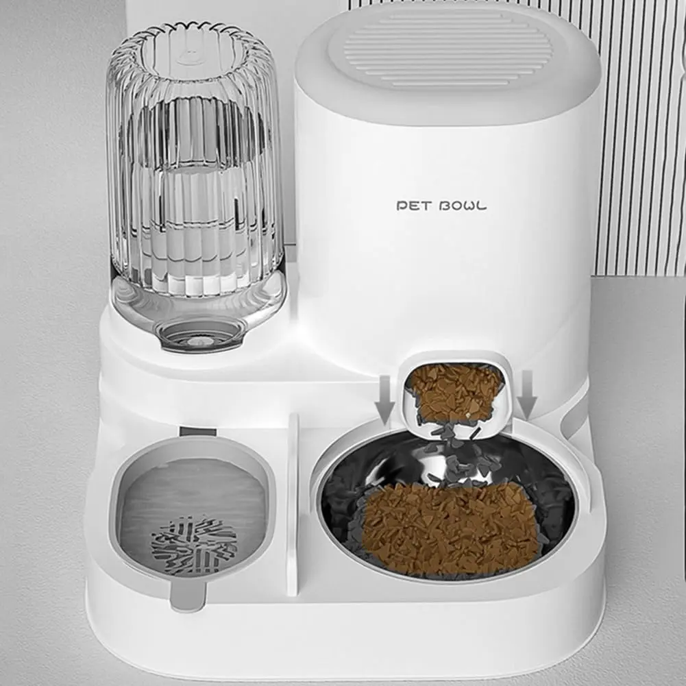 Gift For Pets, Pet Food Dispenser & Water Dispenser, 2 in 1 Pets Automatic Feeder, Large Capacity Pet Feeding Dispensers for Dog & Cat, Christmas Gift