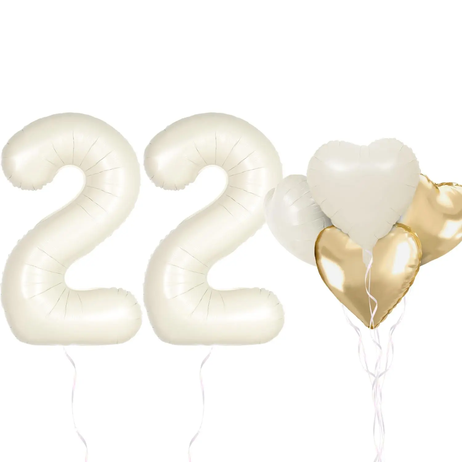 Number 22 Balloon For 22Nd Birthday Decorations, 22 Birthday Balloons For Girls Women 22 Year Old Cream White Light Gold Theme Birthday Party Decor, 40" Huge Beige 22 Balloon Number